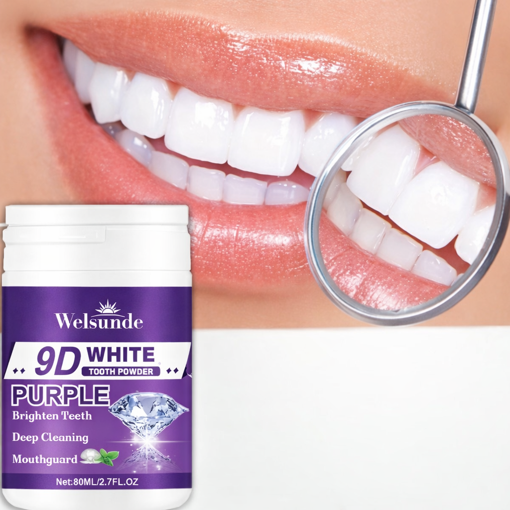 Kit Blanqueador Dental Morado 9D – 3 Polvos Blanqueadores + 1 Líquido