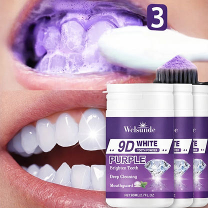 Kit Blanqueador Dental Morado 9D – 3 Polvos Blanqueadores + 1 Líquido